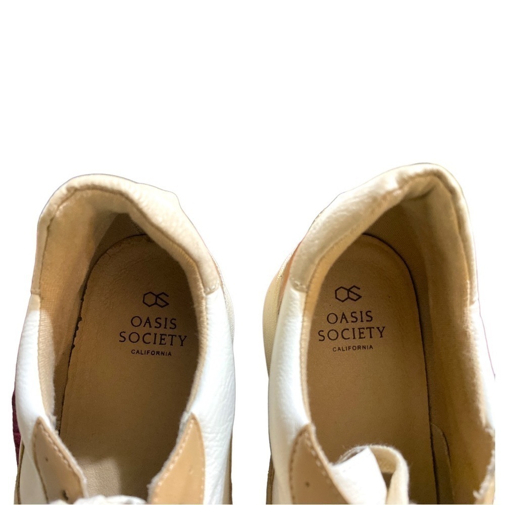OASIS SOCIETY Tan Suede + White Leather SNEAKERS LILLIAN NUDE TENNIS WOM… - Picture 11 of 12
